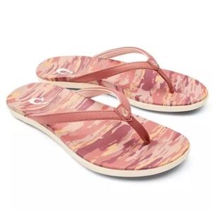 NWT Women's OluKai Ho'opio Hau Flip Flop Sandals Rosette/Wai Camo, Size 7